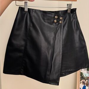 Zara Black Faux Leather Mini Skort